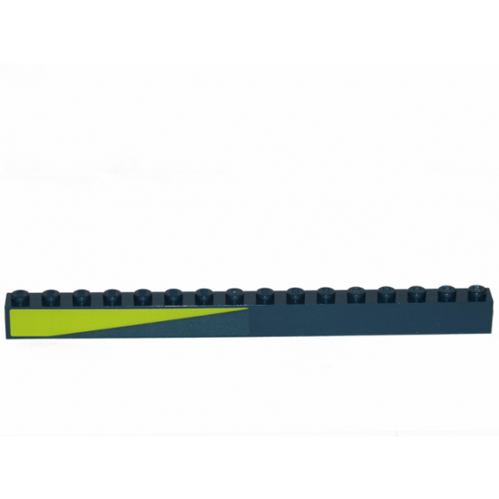 Brick 1 x 16 with Lime Triangle on Dark Blue Background Pattern (Sticker) - Set 70835