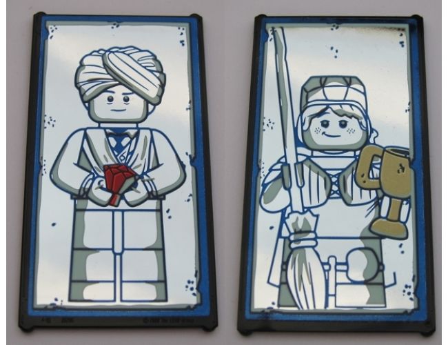 Glass for Window 1 x 4 x 6 with Mirrored Quirinus Quirrell / Ron Weasley Pattern (Stickers) - Set 75954