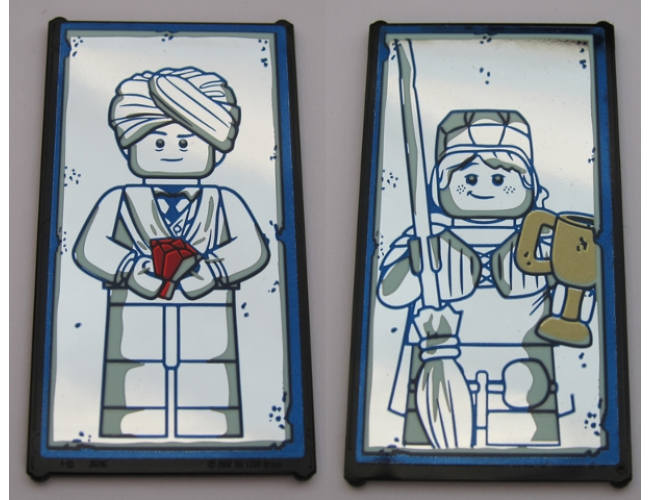 Glass for Window 1 x 4 x 6 with Mirrored Quirinus Quirrell / Ron Weasley Pattern (Stickers) - Set 75954