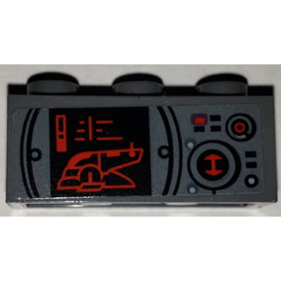 Brick 1 x 3 with SW Red and Black Slave I Pattern (Sticker) - Set 75243