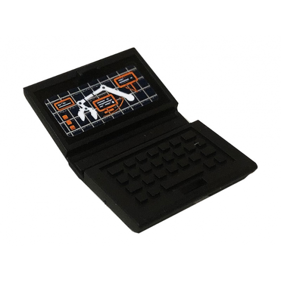 Minifigure, Utensil Computer Laptop with Controll Crane Screen Pattern (Sticker) - Set 60225