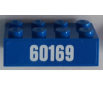 Brick 2 x 4 with White '60169' on Blue Background Pattern (Sticker) - Set 60169