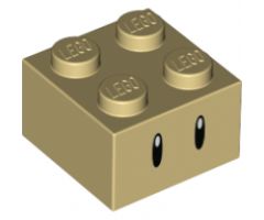 Brick 2 x 2 with Black Oblong Eyes and White Pupils Pattern