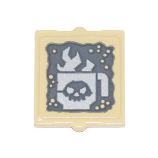 Glass for Window 1 x 2 x 2 with Coffee Cup with Skull and Steam Pattern (Sticker) - Set 70840