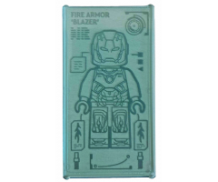 Glass for Window 1 x 4 x 6 with Iron Man Armor 'FIRE ARMOR BLAZER' Pattern (Sticker) - Set 76167