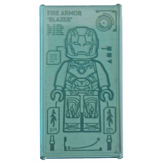 Glass for Window 1 x 4 x 6 with Iron Man Armor 'FIRE ARMOR BLAZER' Pattern (Sticker) - Set 76167