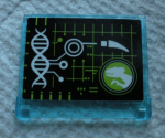 Glass for Window 1 x 4 x 3 - Opening with Black Screen with DNA Double Helix and Jurassic World Logo Pattern (Sticker) - Set 75930