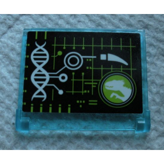 Glass for Window 1 x 4 x 3 - Opening with Black Screen with DNA Double Helix and Jurassic World Logo Pattern (Sticker) - Set 75930
