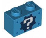 Brick 1 x 2 with Gear and Question Mark Pattern (Sticker) - Set 71380