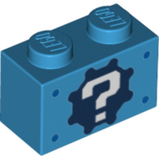 Brick 1 x 2 with Gear and Question Mark Pattern (Sticker) - Set 71380
