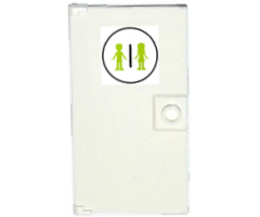 Door 1 x 4 x 6 with Stud Handle with Lime Male and Female Friends Mini Dolls Silhouettes in Black Circle, Unisex Restroom Pattern (Sticker) - Set 41352
