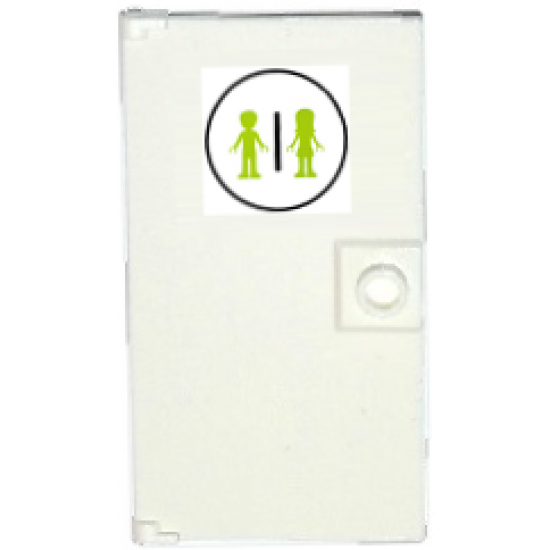 Door 1 x 4 x 6 with Stud Handle with Lime Male and Female Friends Mini Dolls Silhouettes in Black Circle, Unisex Restroom Pattern (Sticker) - Set 41352