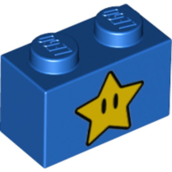Brick 1 x 2 with Yellow Star and Black Eyes Pattern