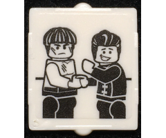 Glass for Window 1 x 2 x 2 Flat Front with Minifigures Shaking Hands Pattern (Sticker) - Set 70657