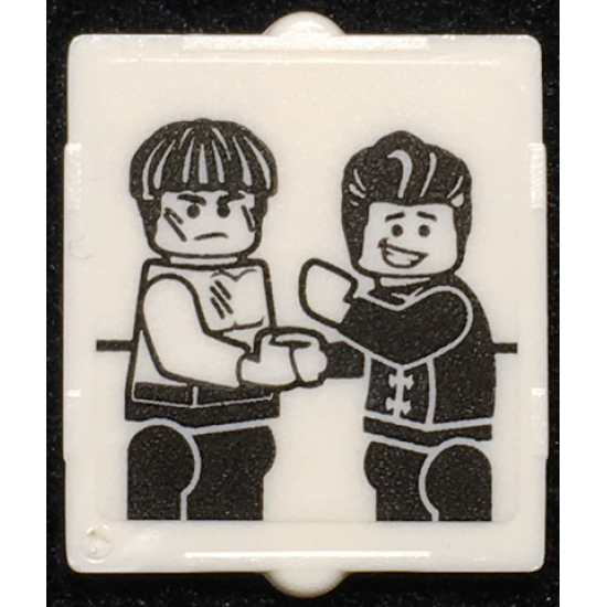 Glass for Window 1 x 2 x 2 Flat Front with Minifigures Shaking Hands Pattern (Sticker) - Set 70657