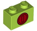 Brick 1 x 2 with Red Coin Pattern