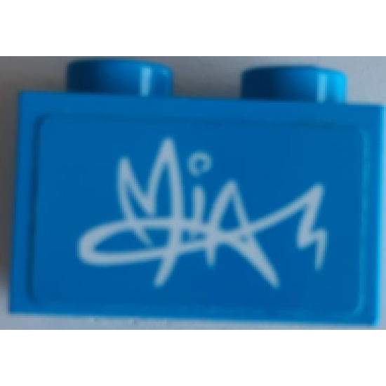 Brick 1 x 2 with 'MIA' Signature Graffiti Pattern (Sticker) - Set 41327