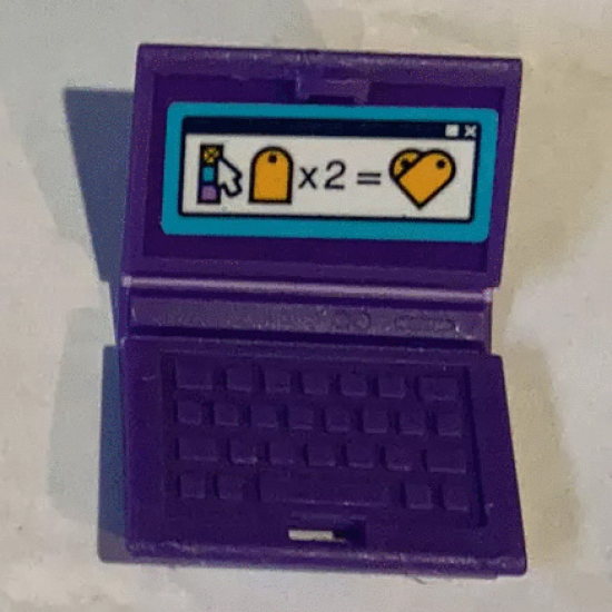 Minifigure, Utensil Computer Laptop with Mouse Cursor and 'x2=' Equation on Screen Pattern (Sticker) - Set 41340
