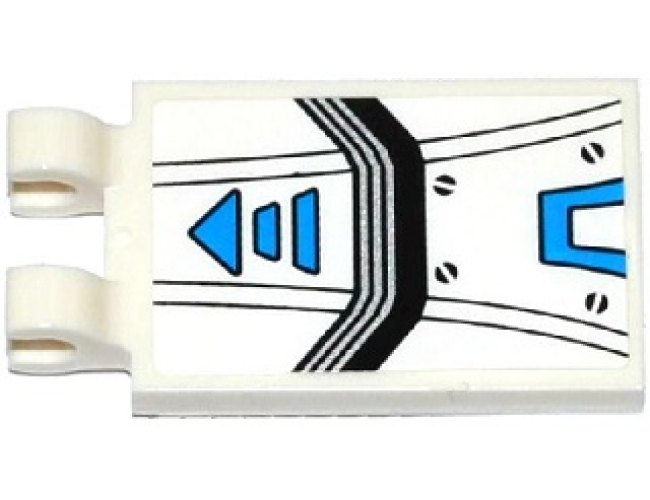 Tile, Modified 2 x 3 with 2 Clips with Armor Plates, Blue Arrow, Black Lines, 4 Screws and Blue Stripe Pattern (Sticker) - Set 70737