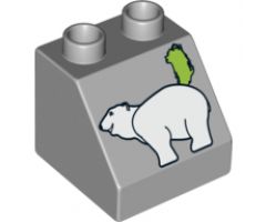 Duplo, Brick 2 x 2 x 1 1/2 Slope 45 with Greenland Map and Polar Bear Pattern