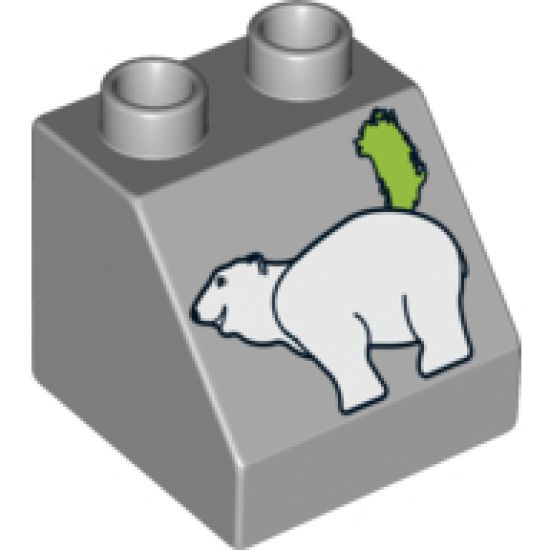 Duplo, Brick 2 x 2 x 1 1/2 Slope 45 with Greenland Map and Polar Bear Pattern
