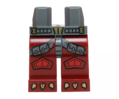 Hips and Dark Red Legs with Dark Bluish Gray Straps, Red Knee Pads and Gold Talons Pattern