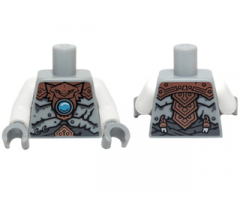 Torso Vest Copper Tiger Armor, Blue Round Jewel (Chi) Pattern / White Arms / Light Bluish Gray Hands