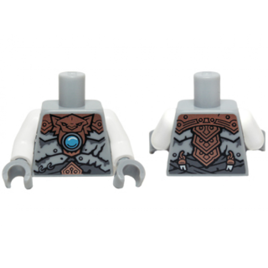 Torso Vest Copper Tiger Armor, Blue Round Jewel (Chi) Pattern / White Arms / Light Bluish Gray Hands