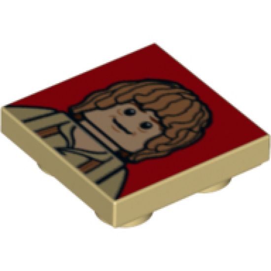 Tile, Modified 2 x 2 Inverted with Bilbo Baggins on Red Background Pattern