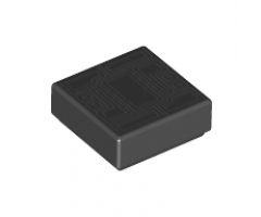 Tile 1 x 1 with Silver Circuitry Pattern