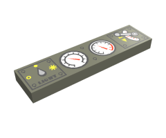 Tile 1 x 4 with Light Switch, 2 White Gauges and Train Throttle Pattern