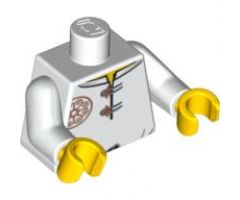 Torso Ninjago Red Flower Medallion and Gray Toggle Buttons Pattern / White Arms / Yellow Hands