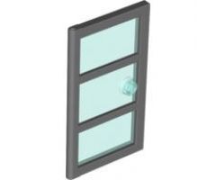 Door 1 x 4 x 6 with 3 Panes and Stud Handle with Trans-Light Blue Glass