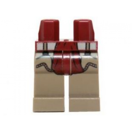 Hips and Dark Tan Legs with Dark Red Sash and Chaps Pattern