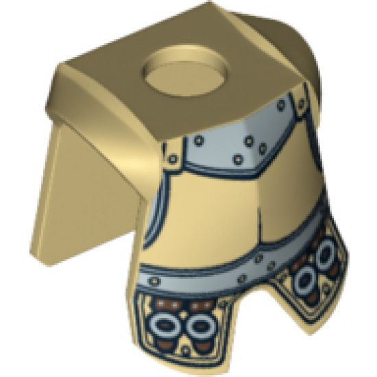 Minifigure, Body Wear Armor Breastplate with Leg Protection, Conquistador Silver Buckles Pattern