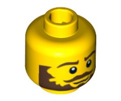 Minifigure, Head Beard Brown Bushy, Moustache, White Pupils Pattern - Blocked Open Stud