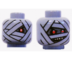Minifigure, Head Dual Sided Alien with Mummy Face 1 Red Eye / 2 Red Eyes Pattern - Blocked Open Stud