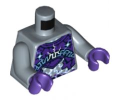 Torso Dark Purple Rock Plates, White and Bright Light Blue Lightning Effect and Arcane Symbols Pattern / Sand Blue Arms / Dark Purple Hands
