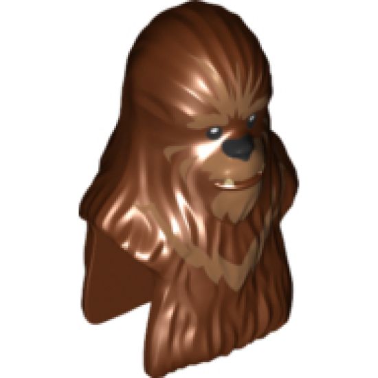 Minifigure, Head, Modified SW Wookiee with Dark Tan Fur Pattern