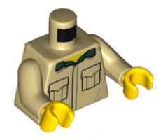 Torso with Black Outlined Pockets, Dark Green Collar Pattern / Tan Arms / Yellow Hands