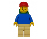 Plain Blue Torso with Blue Arms, Tan Legs, Red Short Bill Cap, Backpack