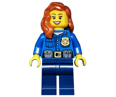 Police - City Officer, Gold Badge, Dark Orange Female Hair over Shoulder