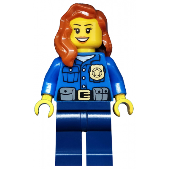 Police - City Officer, Gold Badge, Dark Orange Female Hair over Shoulder