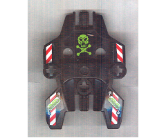 Hero Factory Shield, Type 1 with Lime Skull and Crossbones, Red and White Danger Stripes Pattern (Stickers) - Set 7156