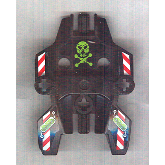 Hero Factory Shield, Type 1 with Lime Skull and Crossbones, Red and White Danger Stripes Pattern (Stickers) - Set 7156