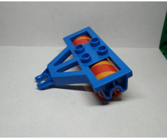 Duplo, Vehicle Farm Plow Type 1, Roller Holder with Red Duplo Farm Plow Type 1, Roller Attachment, Smooth with Yellow Cylindrical Stripe Pattern (4828 / 30135)