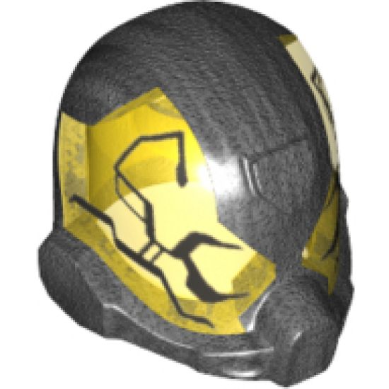 Minifigure, Headgear Helmet Space with Trans-Yellow Visor with Pearl Dark Gray Bug Pattern