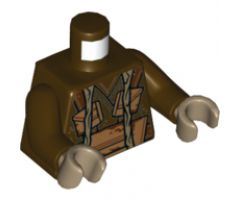 Torso SW Robe with Medium Nougat Pouches, Dark Tan Pipes and Silver Panel on Back Pattern / Dark Brown Arms / Dark Tan Hands