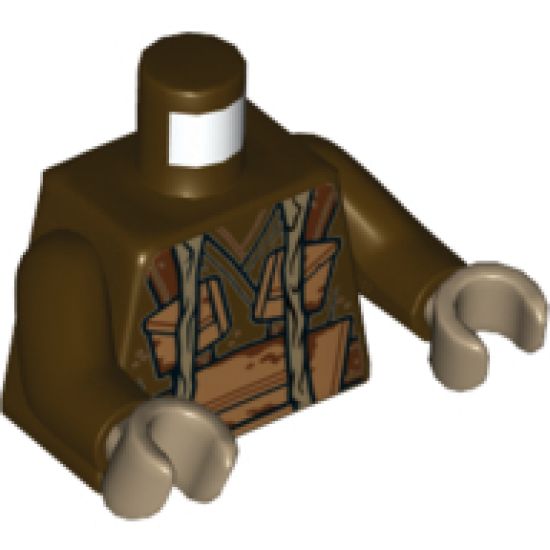 Torso SW Robe with Medium Nougat Pouches, Dark Tan Pipes and Silver Panel on Back Pattern / Dark Brown Arms / Dark Tan Hands