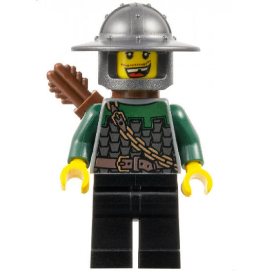 Kingdoms - Dragon Knight Scale Mail with Chain and Belt, Helmet with Broad Brim, Quiver, Missing Tooth